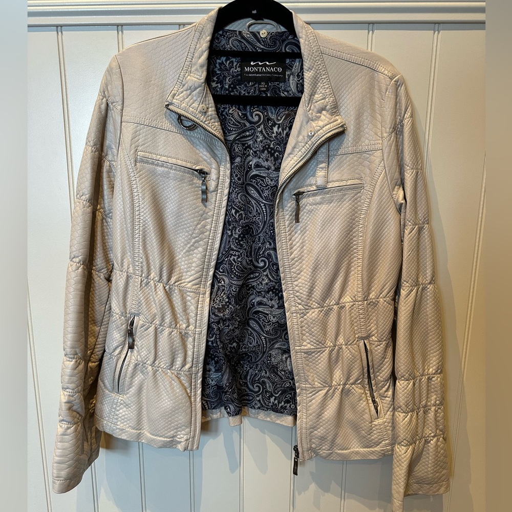 MONTANACO Ladies Women’s Size Extra Small Cream Faux Leather Jacket
